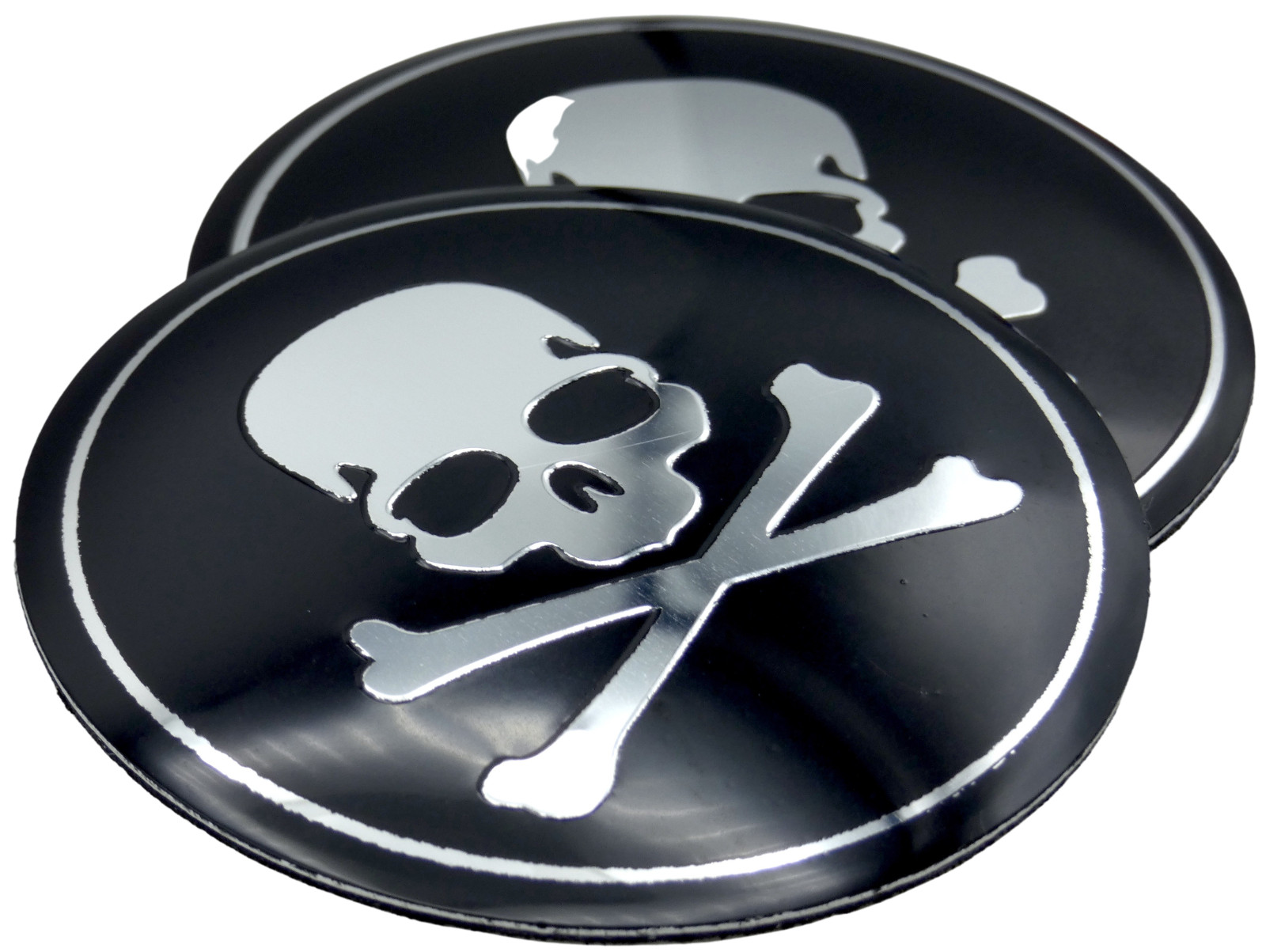 2x Metal Dome Shape Skull And Crossbones Decal Sticker Emblem Car Auto Truck 2.2