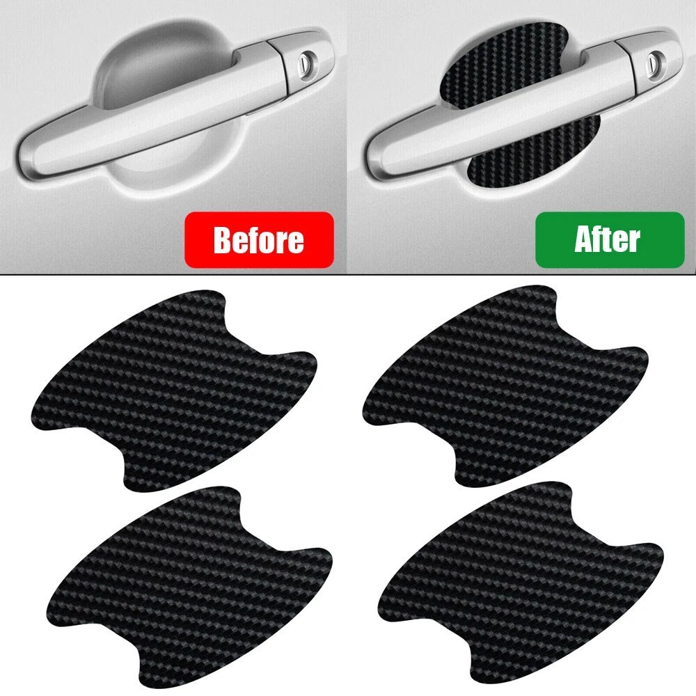 4PCS Carbon Fiber Car Door Handle Scratch-Resistant Protective Film Stickers