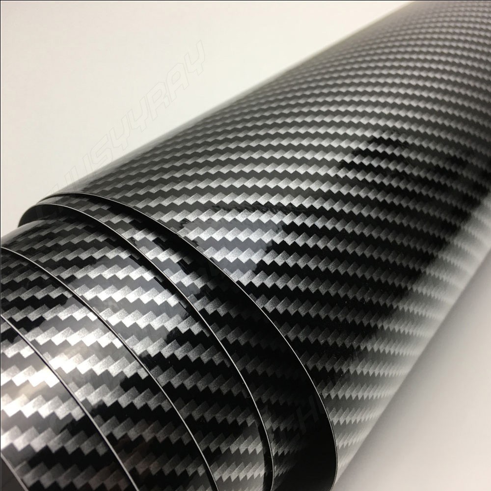 5D CHUSYYRAY HIGH GLOSS Black Carbon fiber Vinyl wrap Bubble Free Air Release