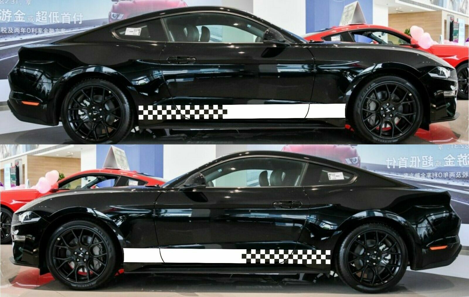 2 Decal sticker Stripes kit set For Ford Mustang GT body panel parts lowering v8