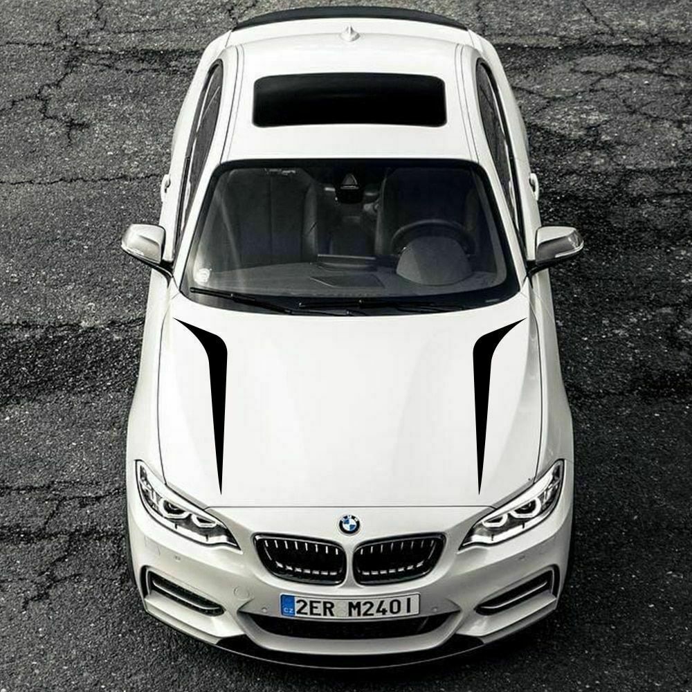 2 Pcs Universal Fit Racing Hood Stripes Decal Vinyl Stickers for Car SUV Truck