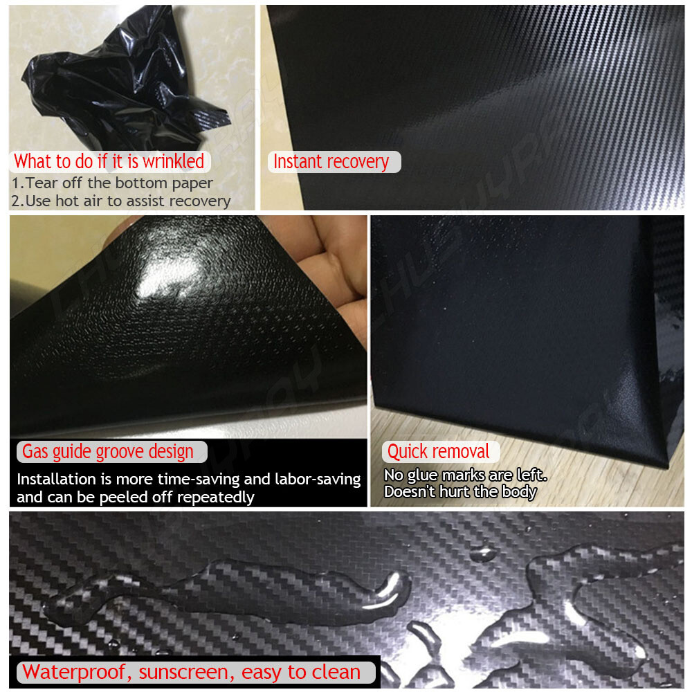 12″ x 60″ Gloss Black Vinyl Film Wrap Sticker Decal Air Bubble Free 1ft x 5ft