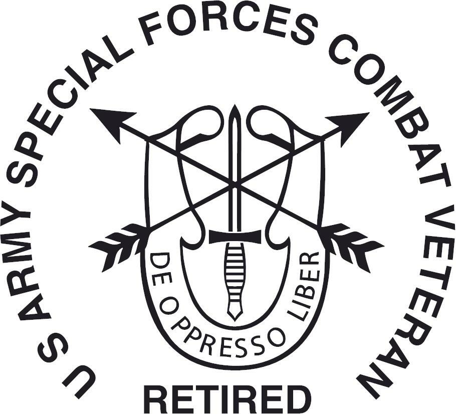 U S Army SF COMBAT Vet RETIRED 3 Mil Vinyl Sticker for a Car or Truck Window