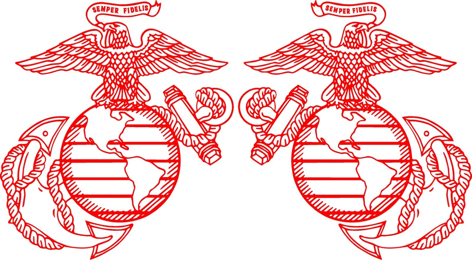 Marines Corp Emblem USMC Left and Right Vinyl Decal Multiple Colors and Sizes