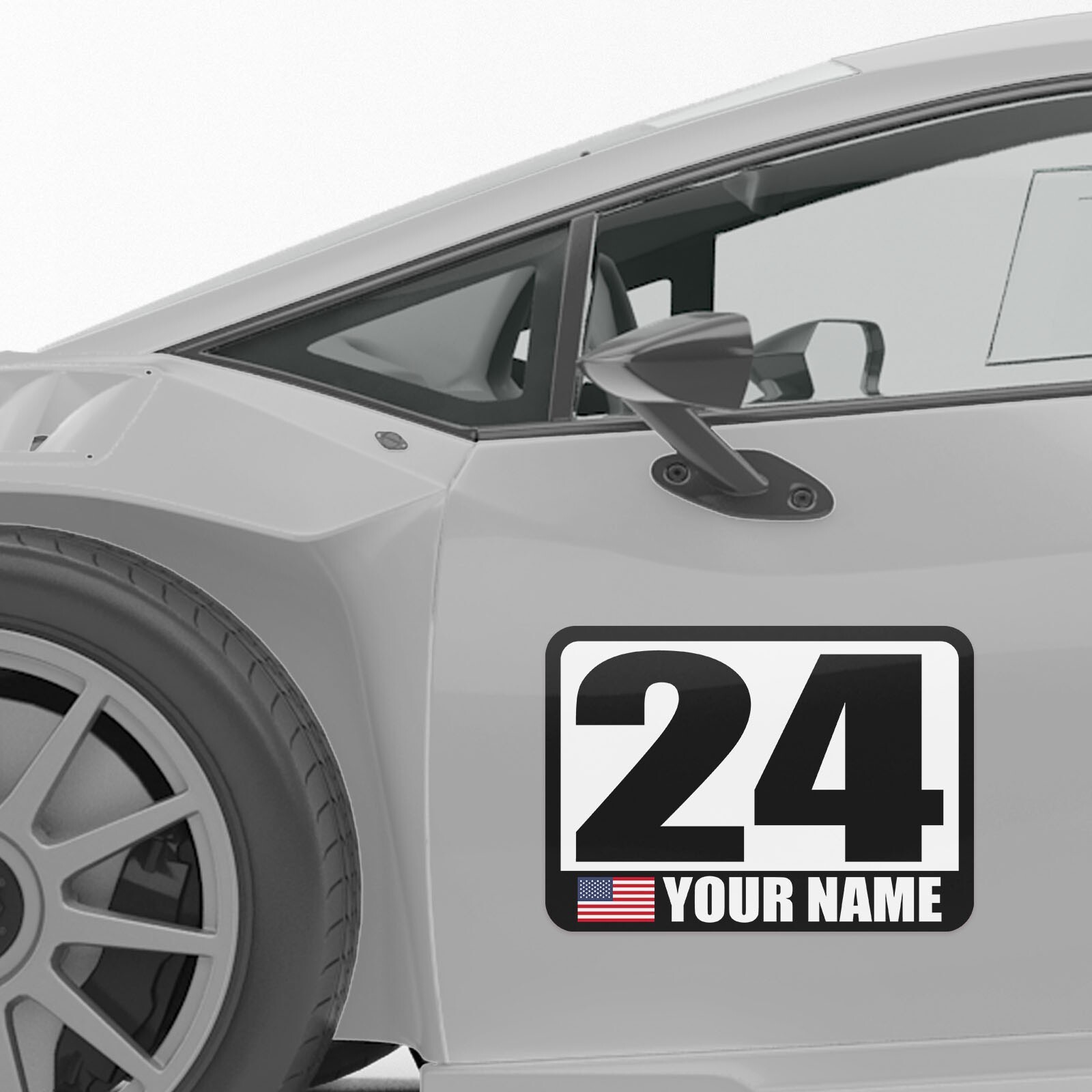 Custom Magnet Racing Track Day Autocross Numbers Sticker Name Flag Car Door x2