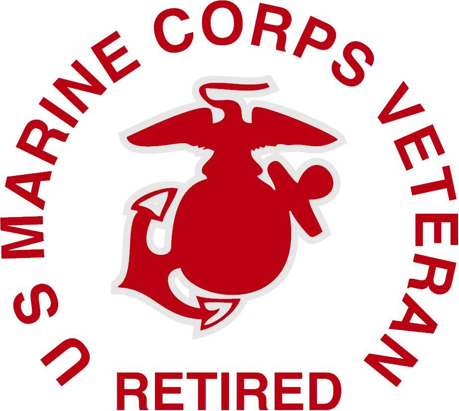 U S Marine Corps Veteran Retired 3 Mil Vinyl Sticker for Car or Truck Window