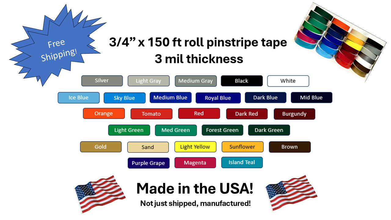 3/4″ x 150 ft Roll 3 mil Vinyl Pinstriping Pinstripe Tape Car Decal Stickers