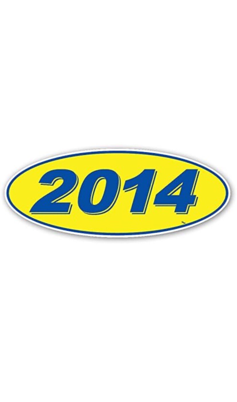 2014 Model Year Vinyl Car Window Stickers (Blue/Yellow) (12 of 1 Year Per Pack)