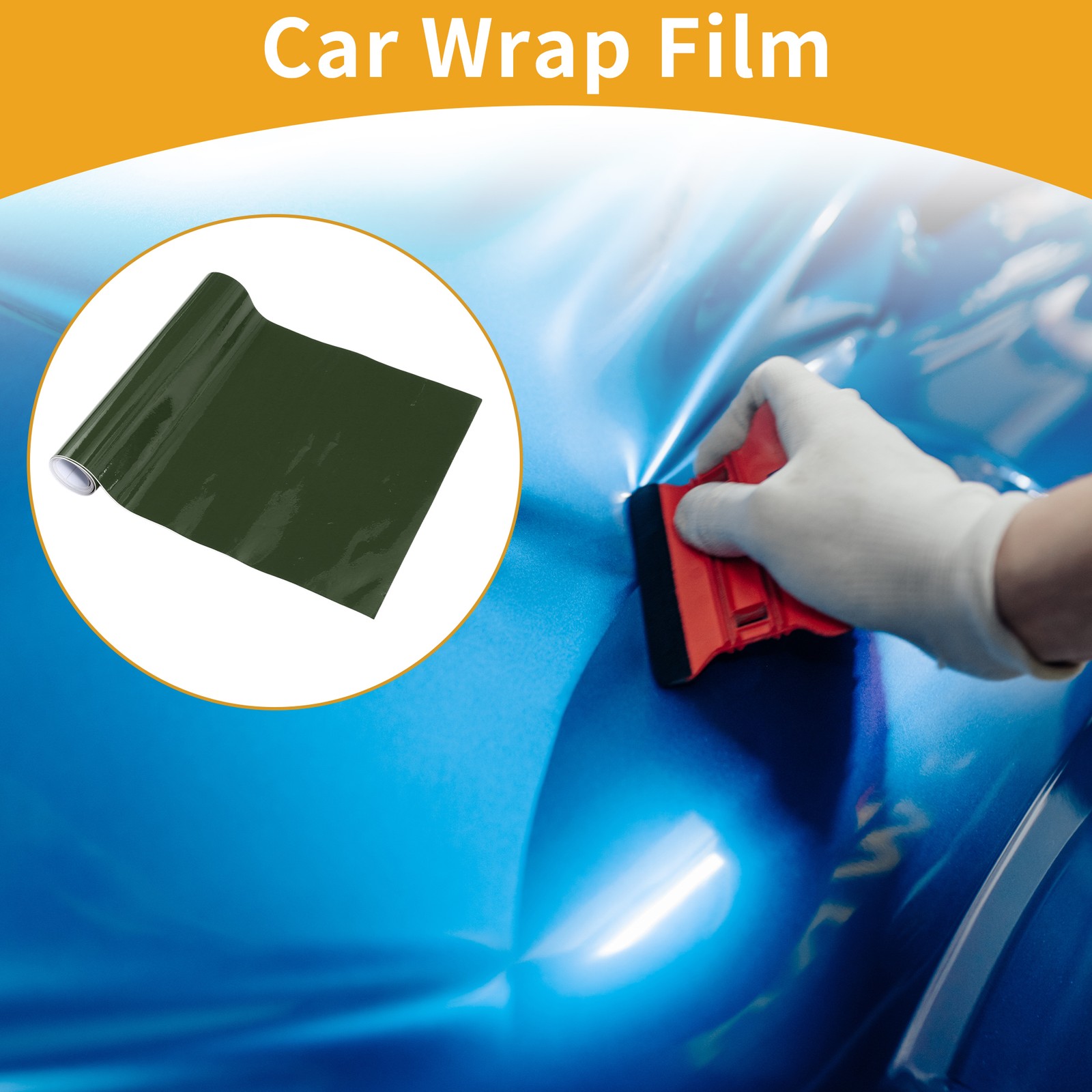 Bright Army Green Car Wrap Film 20x152cm / 0.65ft x 5ft Vinyl Wrap Cover 1 Pc