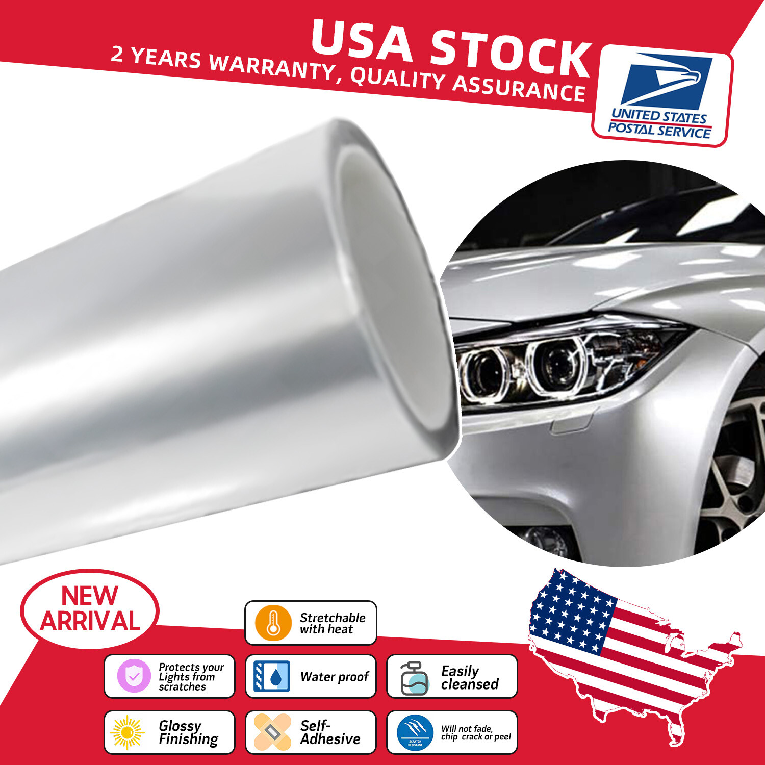 Premium Clear Headlight Car Taillight FogLight Vinyl Sticker Tint Film Protector