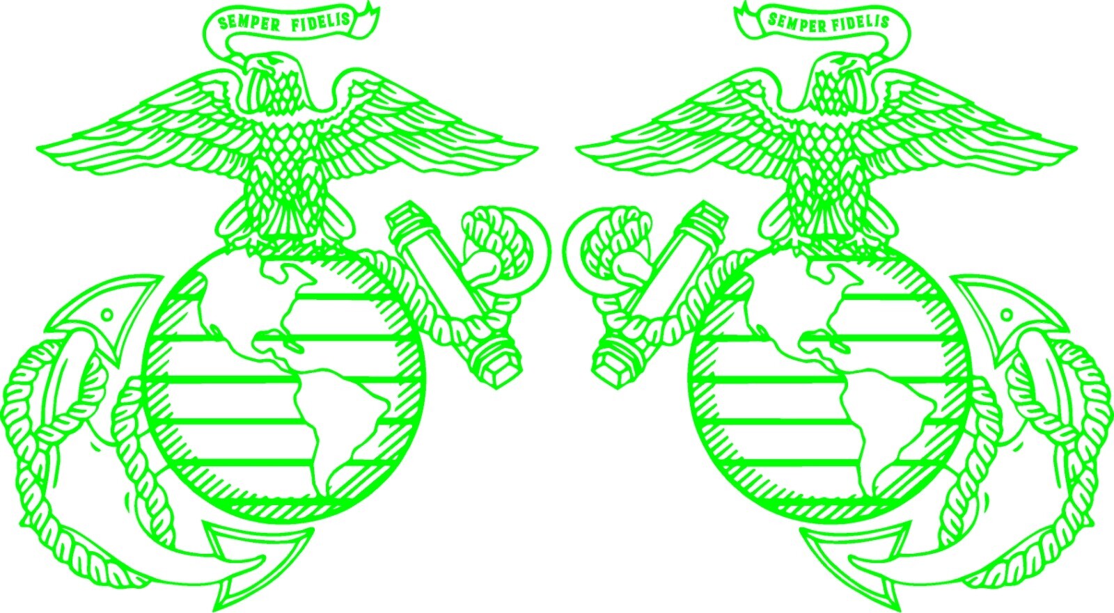 Marines Corp Emblem USMC Left and Right Vinyl Decal Multiple Colors and Sizes