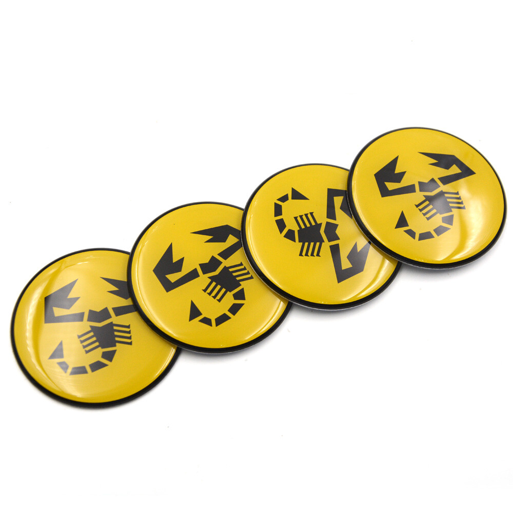 4Pcs Yellow Black Scorpion Logo Car Wheel Center Hub Cap Stickers for Abarth 500
