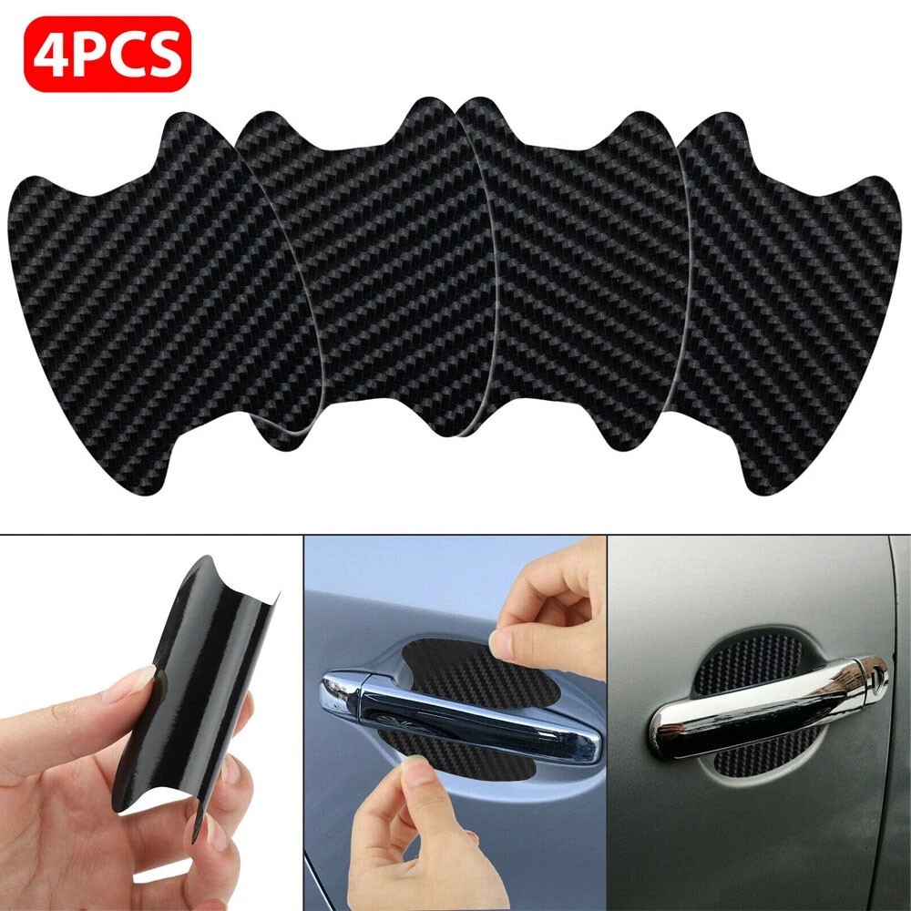 4PCS Carbon Fiber Car Door Handle Scratch-Resistant Protective Film Stickers