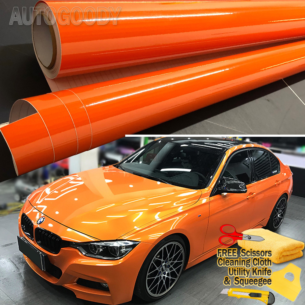 96″ x 60″ Super Gloss Orange Vinyl Film Wrap Sticker Air Bubble Free 8ft x 5ft