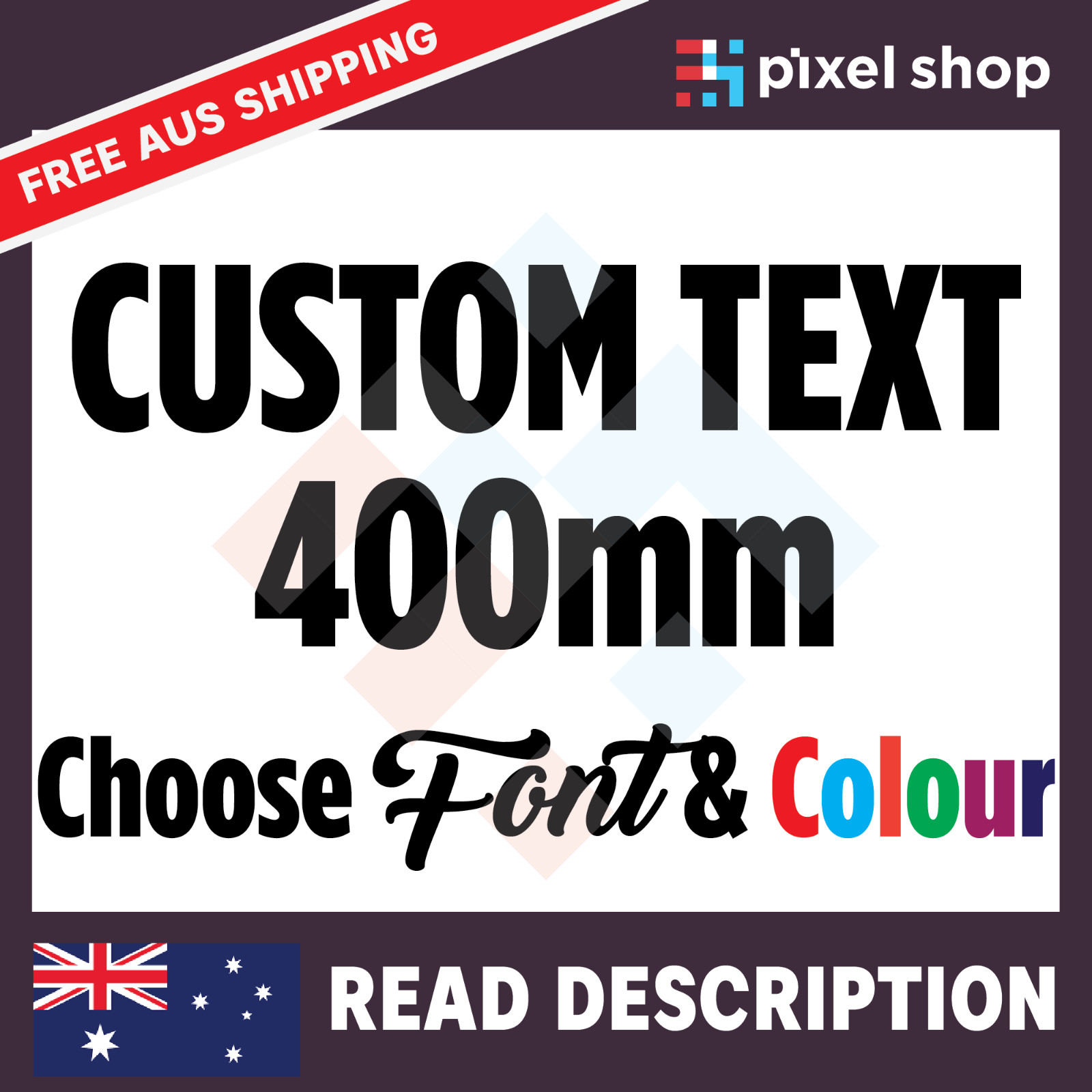 400mm CUSTOM STICKER – Vinyl DECAL Text Name Lettering Shop Car Window Van Fun