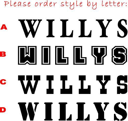 Custom hood door fender decal tj yj cj 15 inch wide 2.5 Tall