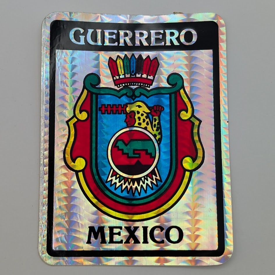Vintage Guerrero Mexico State Crest Holographic Foil Sticker 3×4″