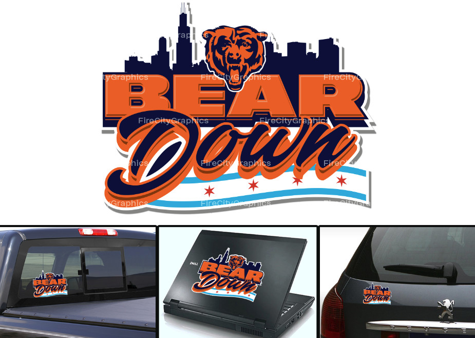 Chicago Bears Sticker Decal Bear Down Bumper Wall Decor – Waterproof Vinyl
