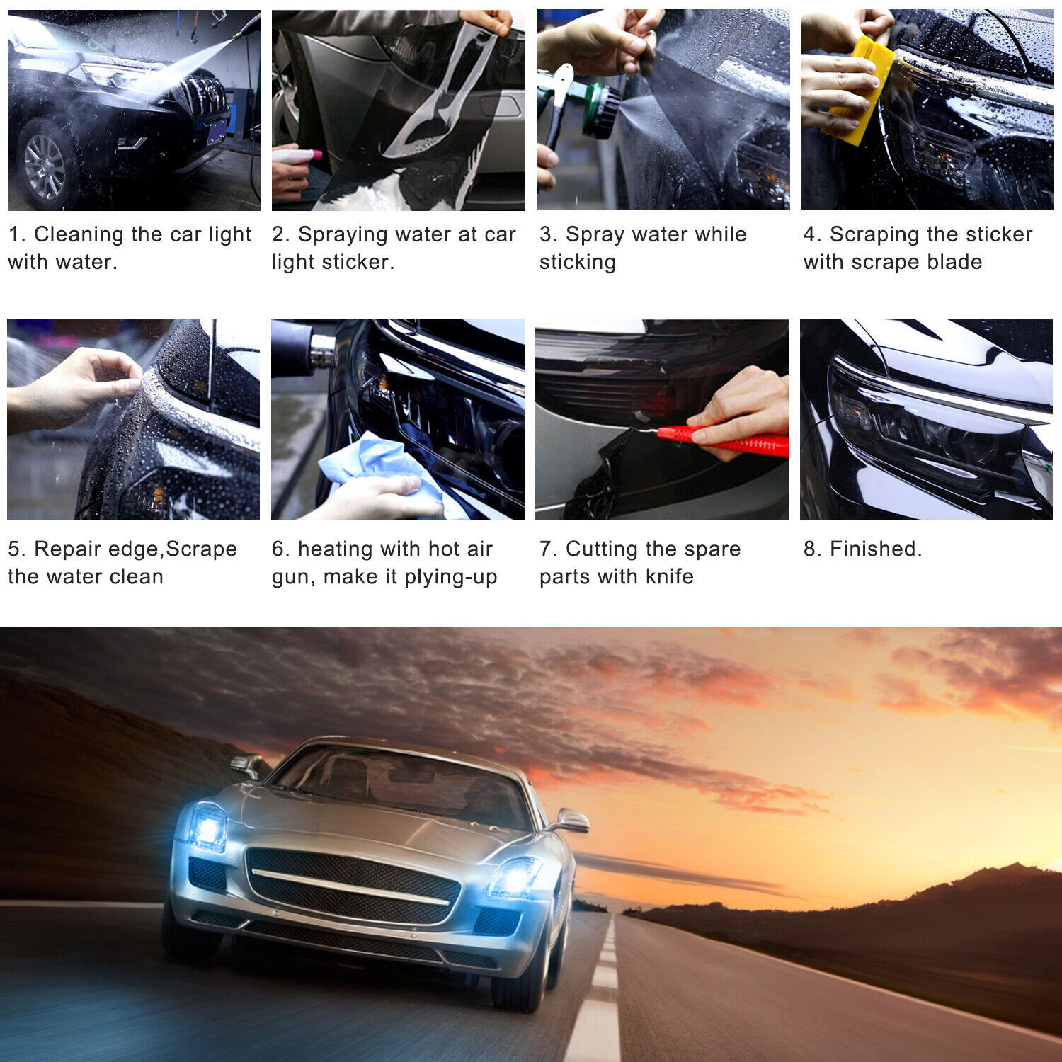 Clear Car Headlight Protection Vinyl Film Wrap Transparent Car Scratch Shield