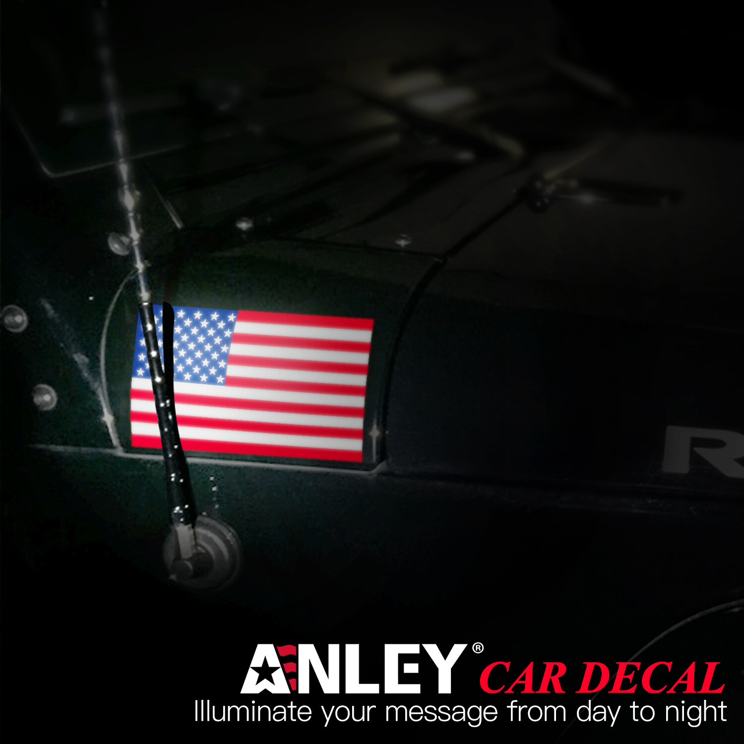 Anley 5×3 in American US Flag Decal Reflective Stripe USA Flag Car Stickers 3pc