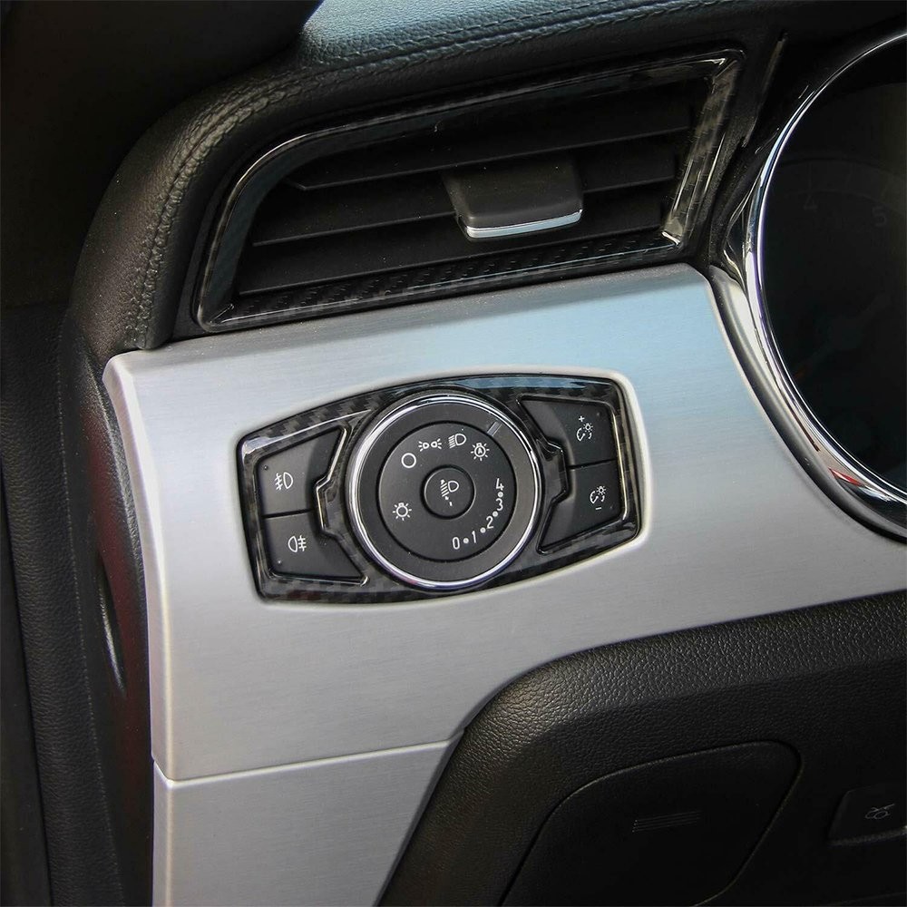 1/2set Switch Trim Headlight Decor for Cover Ford F150/Mustang 2015-2019 Carbon