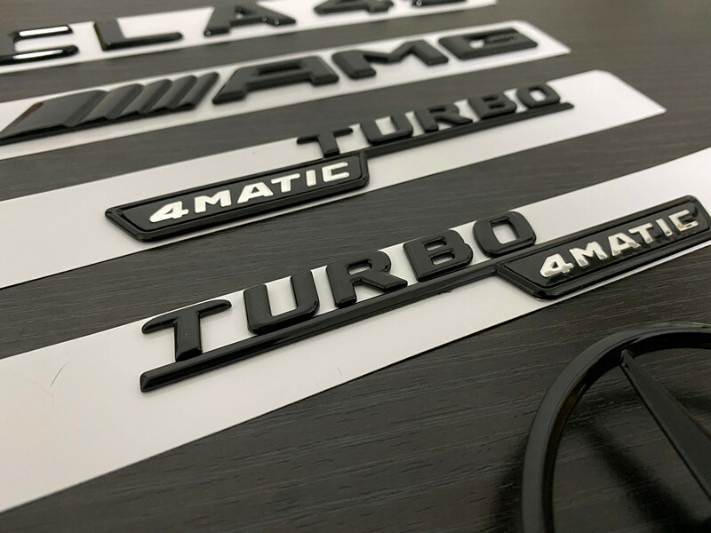 Gloss Black CLA45 TURBO 4MATIC and Rear Star Replacement PACKAGE Badge C117