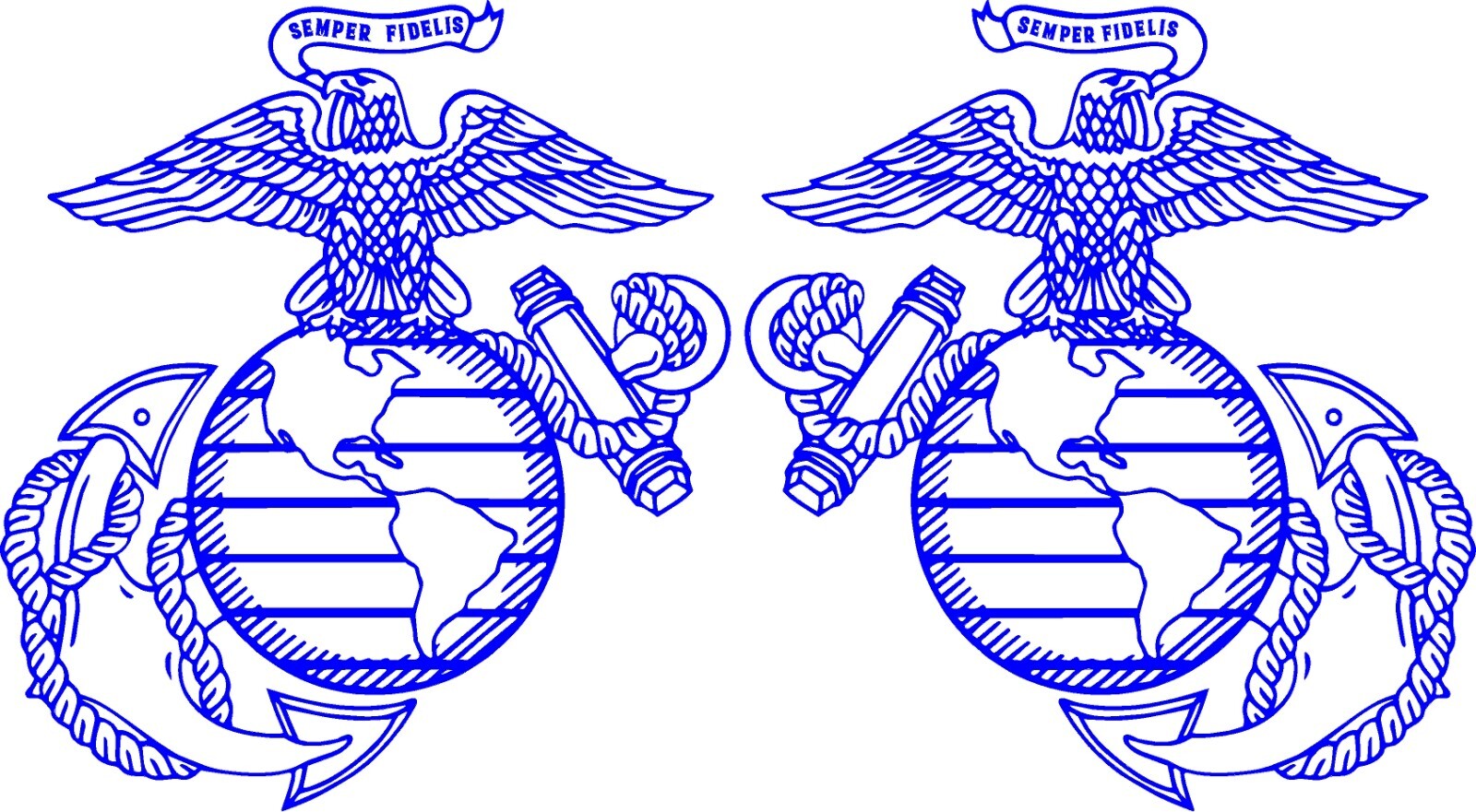 Marines Corp Emblem USMC Left and Right Vinyl Decal Multiple Colors and Sizes