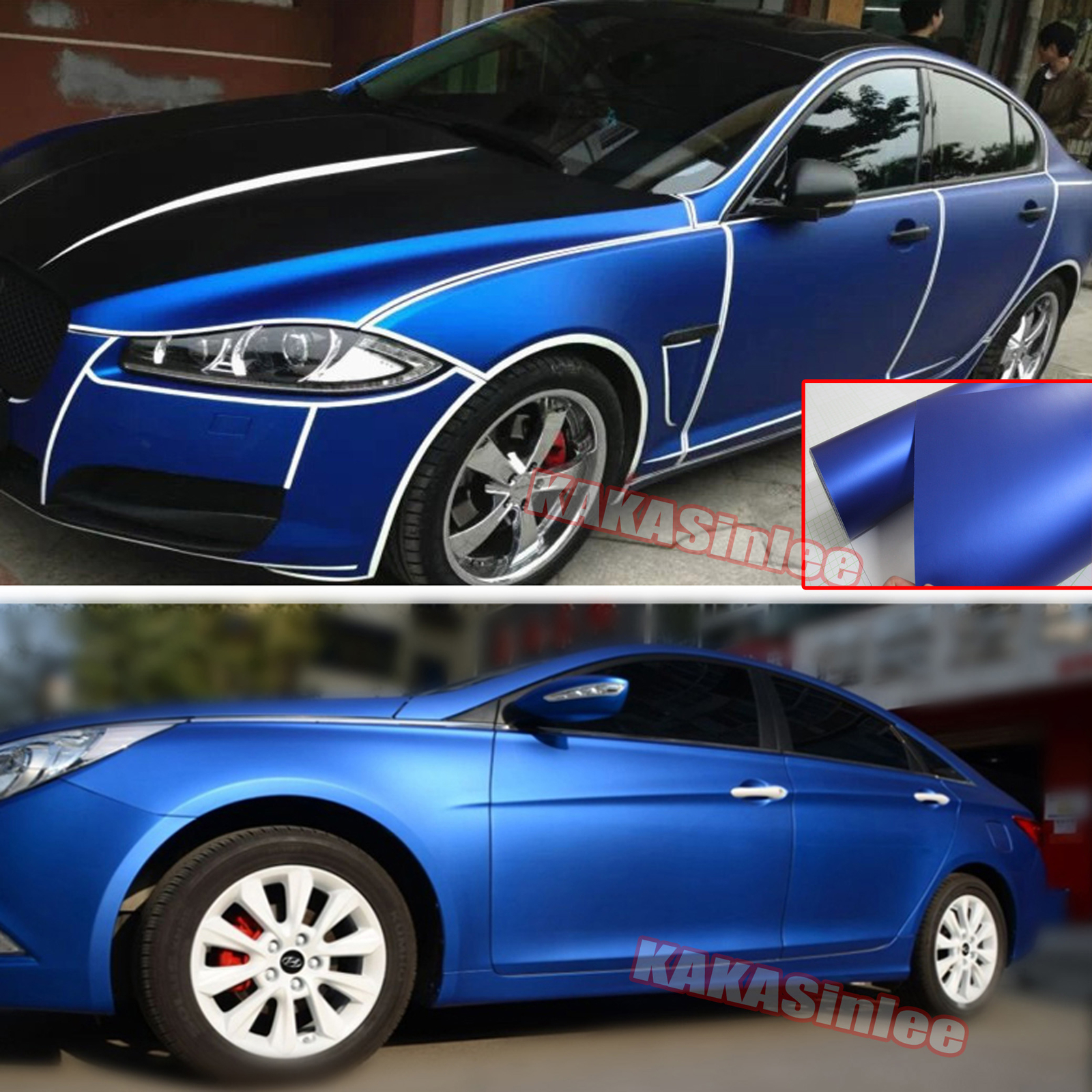 Bubble Free Entire Car Satin Matte Chrome Vinyl Wrap Hood SUV Sticker Blue US