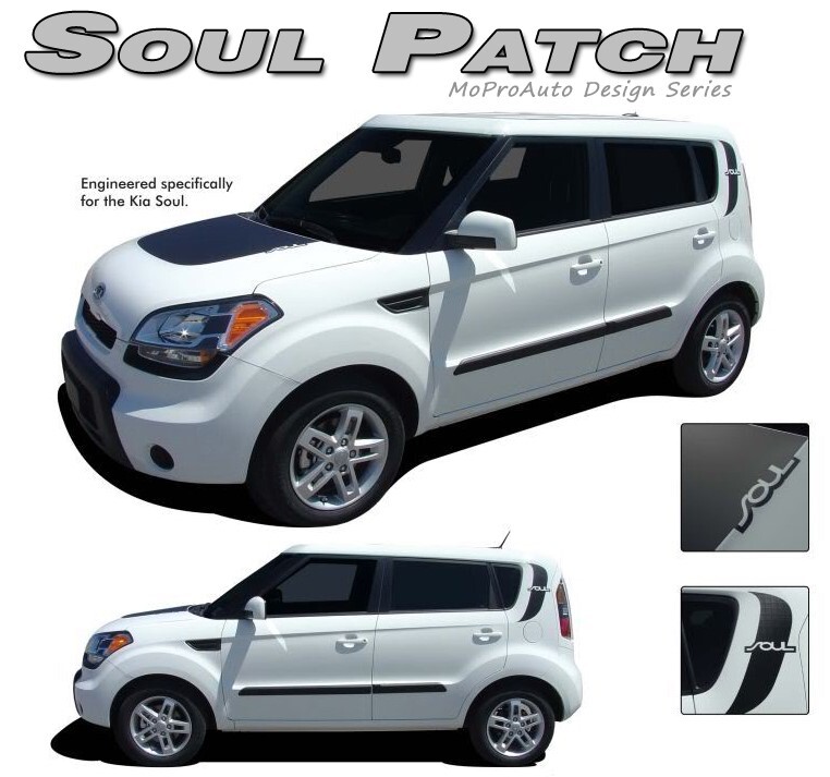 Original Hood & Rear Side Stripe Vinyl Graphic Decal for Kia Soul by MoProAuto