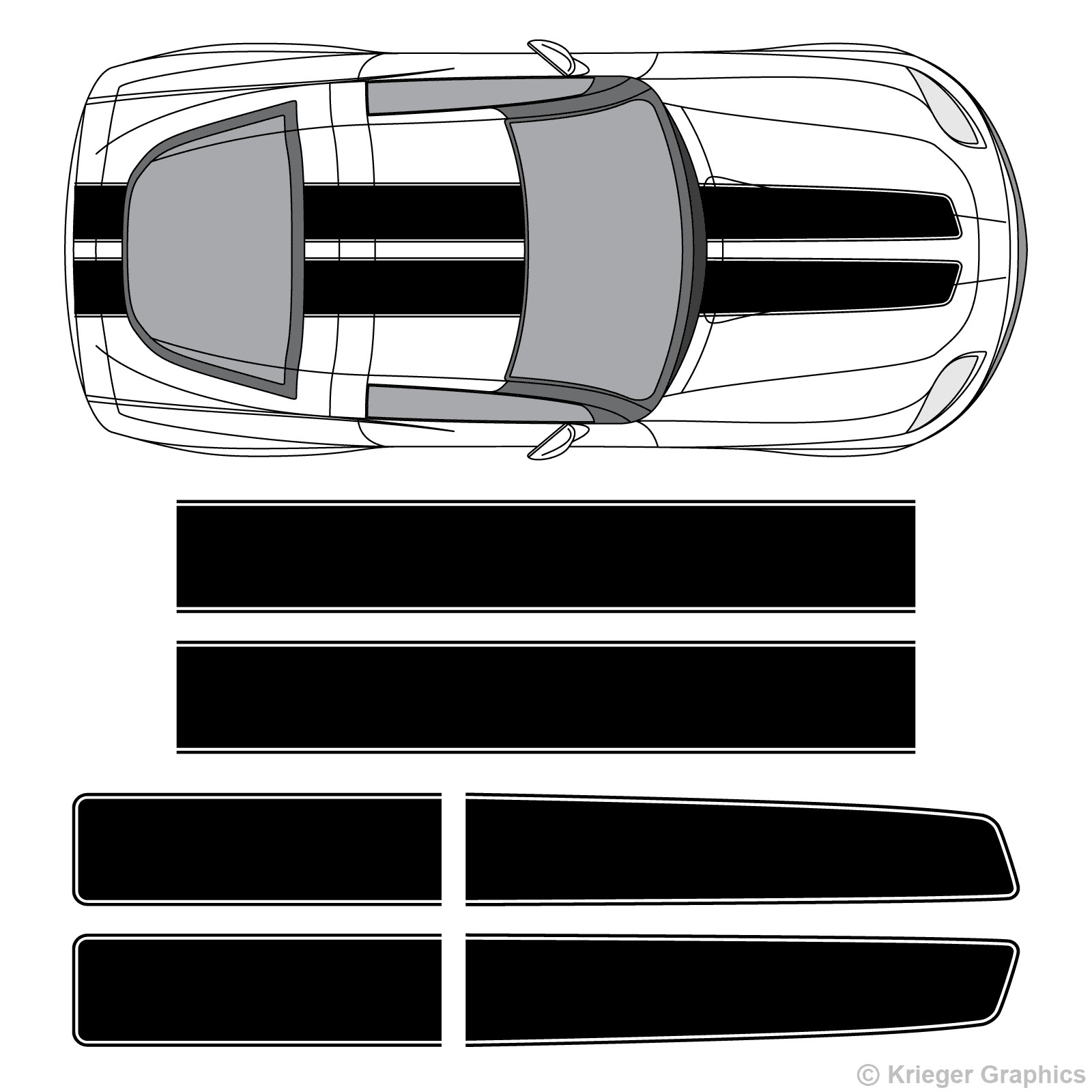 EZ Rally Racing Stripes 3M Vinyl Stripe Graphic Decals for Chevy Corvette