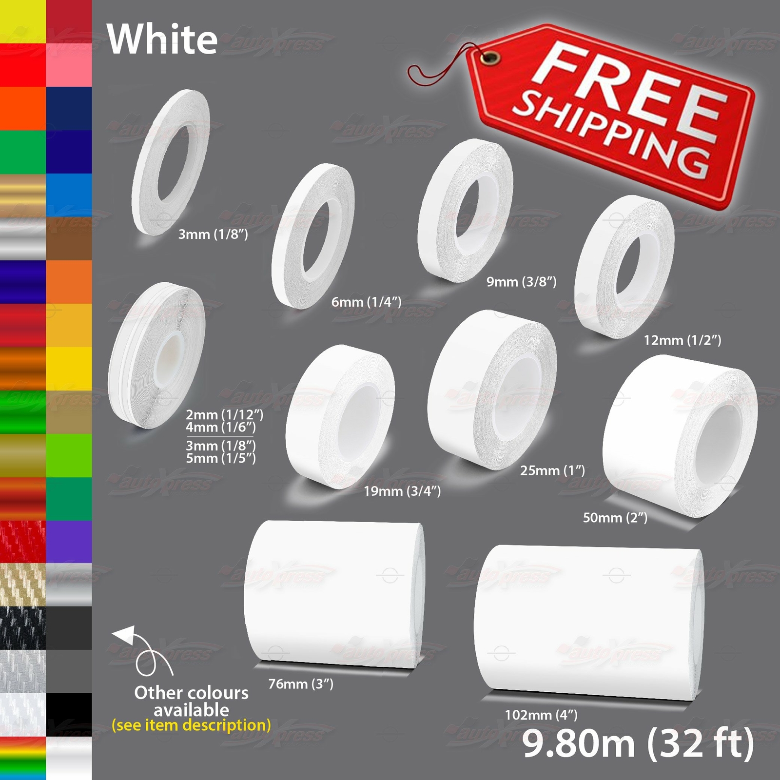 WHITE Roll PIN STRIPE Streamline PinStriping Trim Line TAPE Decal Vinyl Stickers