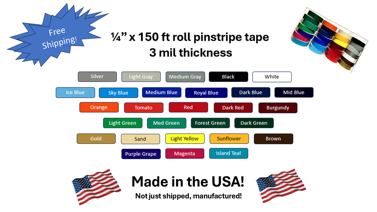 1/4″ x 150 ft Roll 3 mil Vinyl Pinstriping Pinstripe Tape Car Decal Stickers