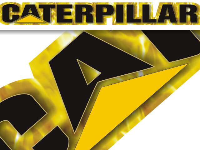 Caterpillar decal sticker – Yellow Fire – windshield window tailgate Peterbilt