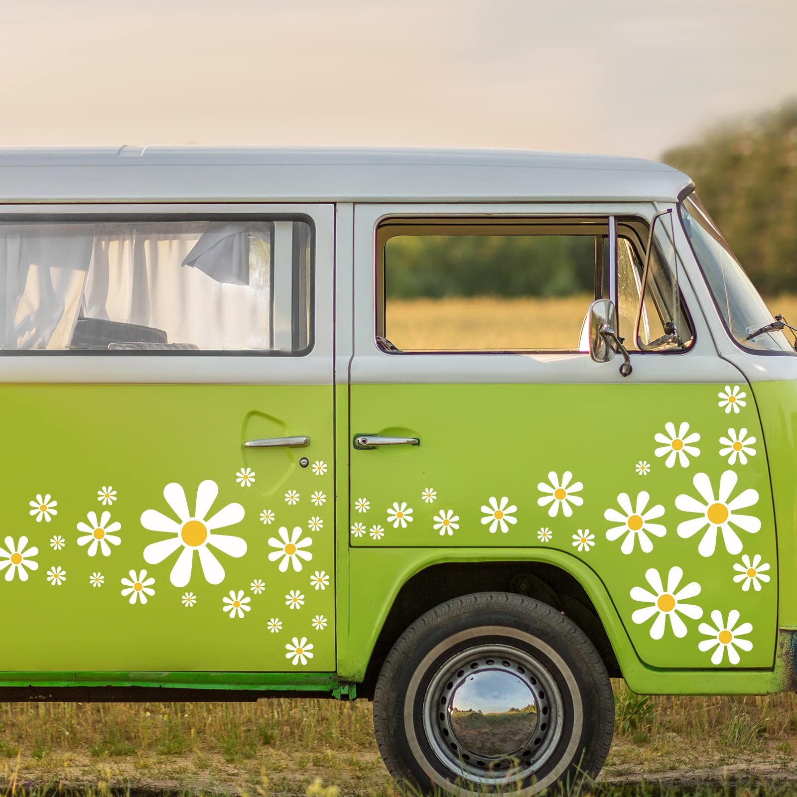 Fuutreo 12 Sheets Daisy Stickers 130 Pcs Flower Car Daisy, Single Color