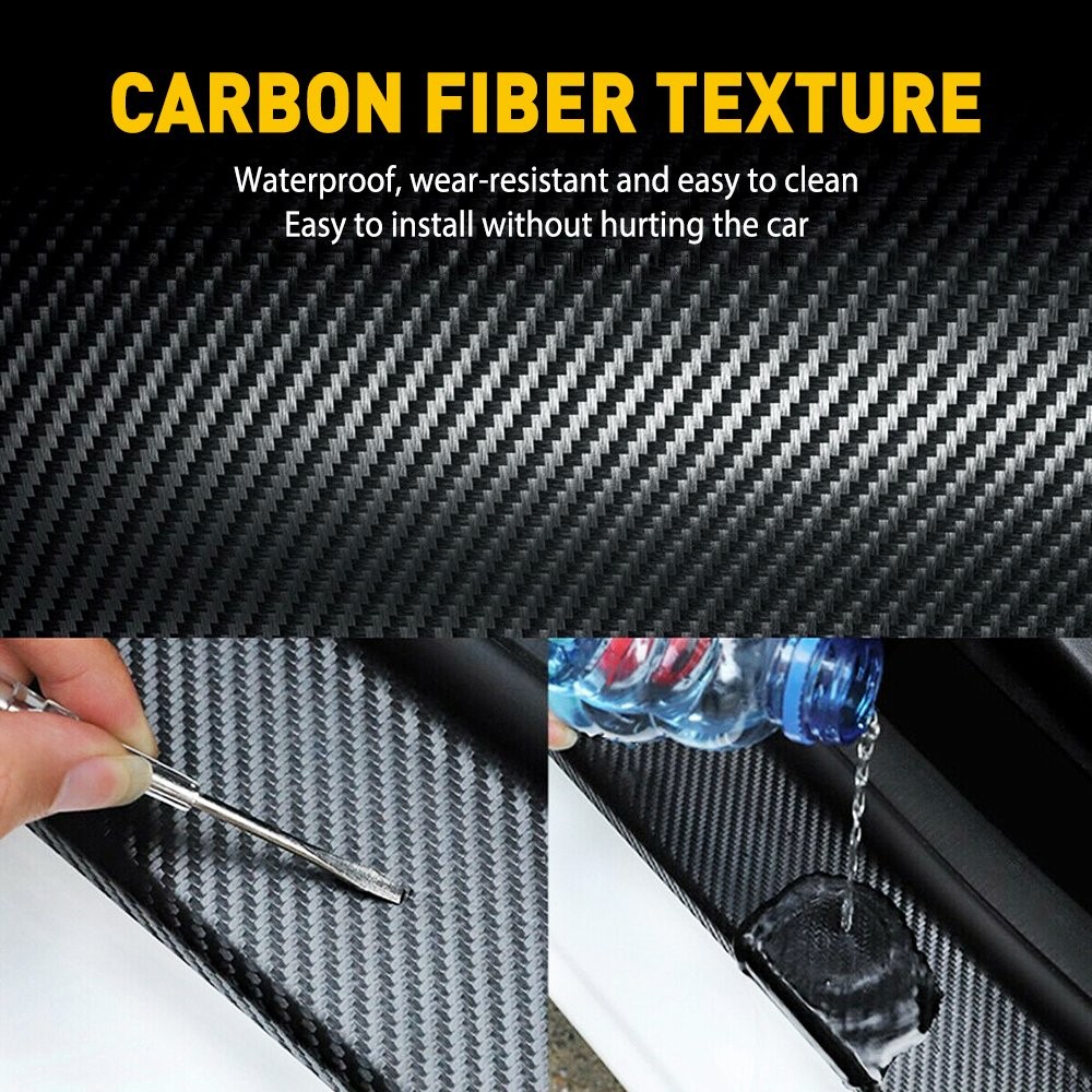 1-10PCS Black Carbon Fiber Vinyl Film Wrap 5D Bubble Free Air Release 10CM*3M