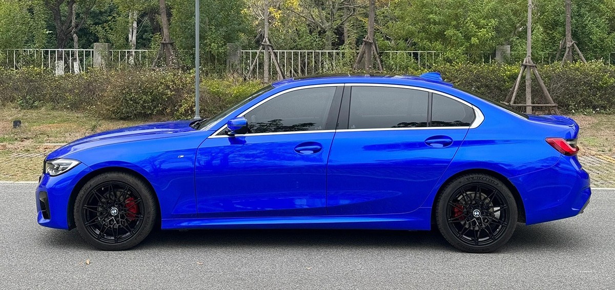 Ultra Gloss PET Liner Sapphire Blue Car Vinyl Wrap Adhesive Film Air Release DIY
