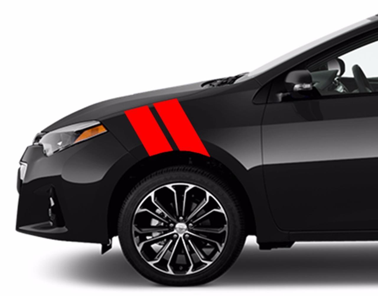 Fits Toyota COROLLA Fender Hash Bars vinyl Rally Sport Racing Stripes 4″ Decal