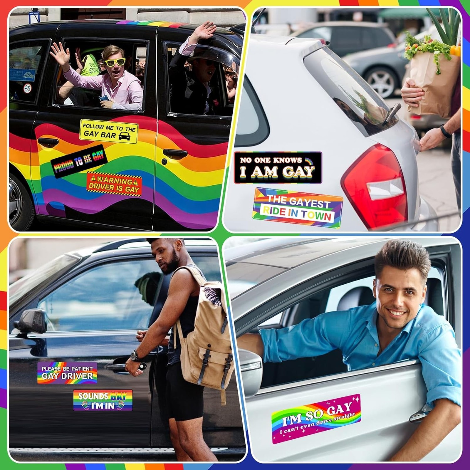 Funny Car Magnets 10 Pack Gay Bumper Magnetic Stickers Waterproof Reusable