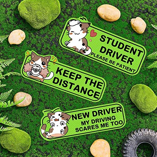 4 Pcs Student Driver Car Reflective Cute Magnet Stickers for New Drivers