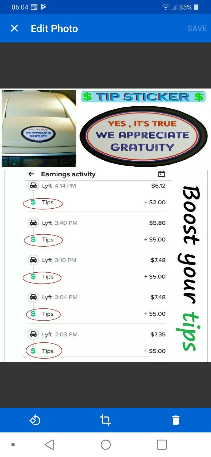 Gratuity Sticker , tip jar sticker , Tip jar , rideshare , tips sticker, ube