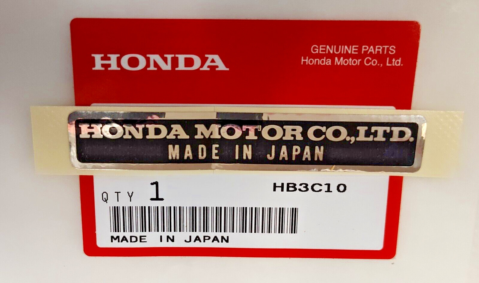 HONDA MOTOR CO,.LTD. – MADE IN JAPAN – GENUINE NAME PLATE DECAL FOR HONDA CYCLES