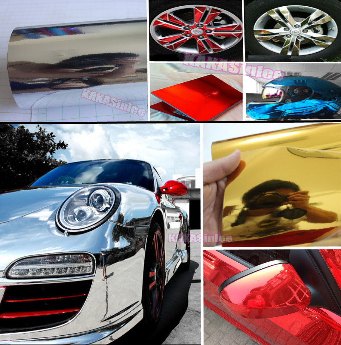 Useful – Decors Car House Glossy Mirror Chrome Vinyl Wrap Decal Sticker Sheet AB