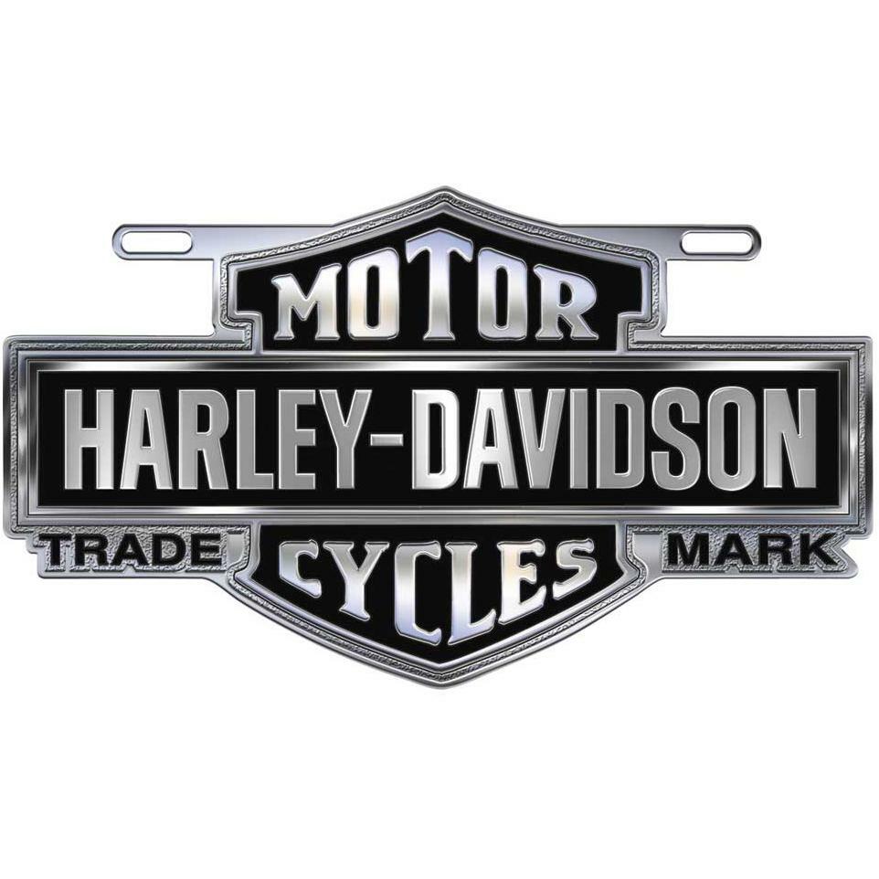 Harley Davidson Chrome License Plate Cast Aluminum Silhouette Logo Black