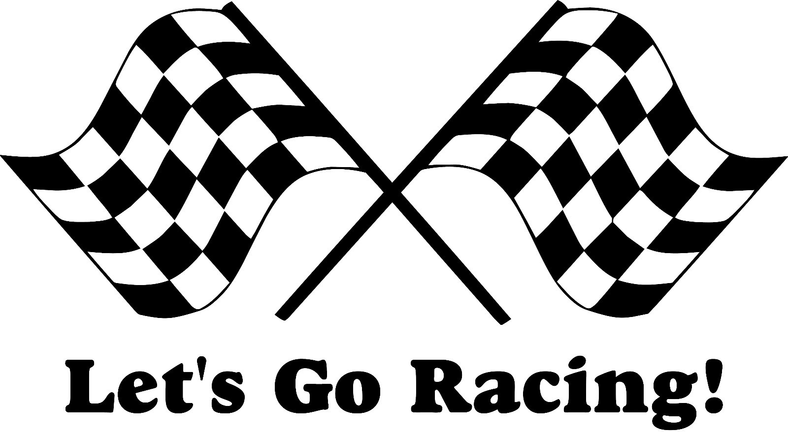 Lets Go Racing Checkered Flags Window Wall Decal Truck Car RV Trailer Man Cave
