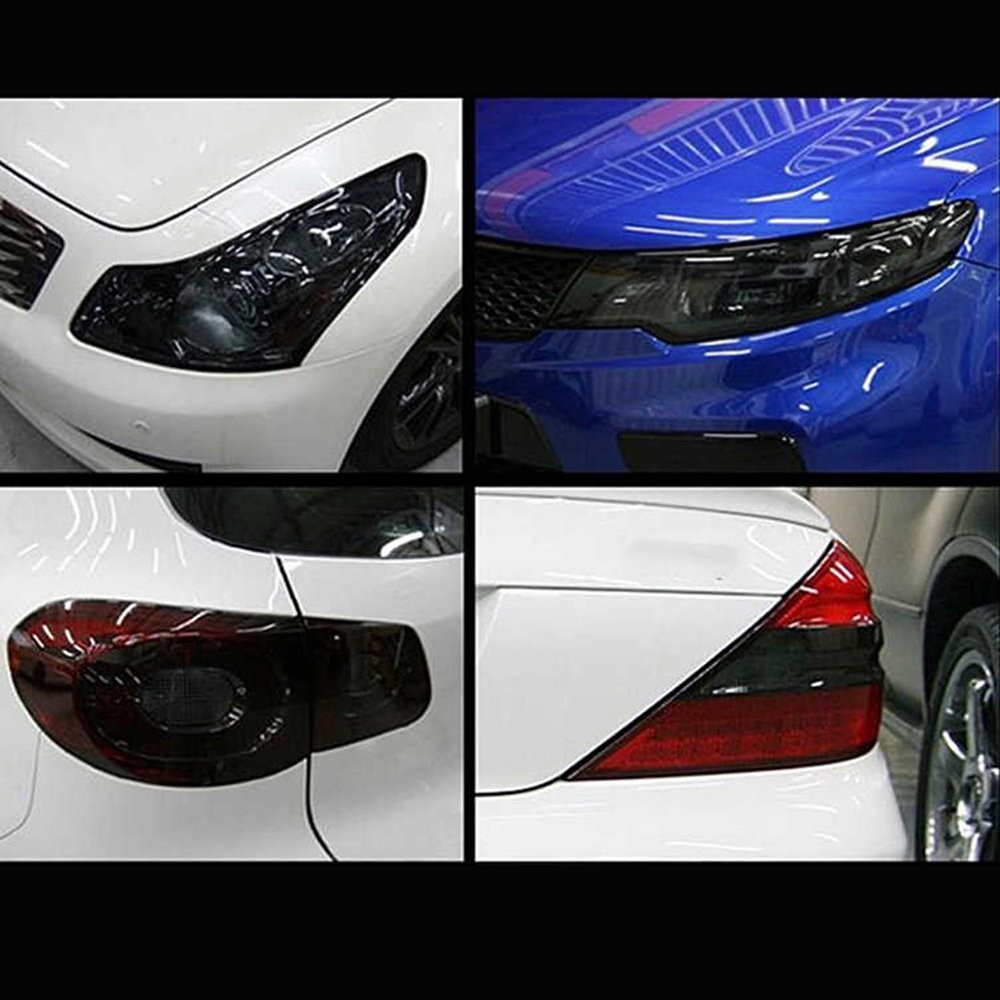 Car Gloss Dark Black Headlight Taillight Fog Light Tint Film Vinyl Front or Tail