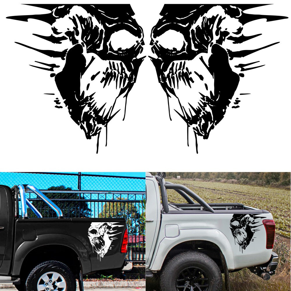 2x Skull Sticker Film Car Vinyl Graphic Decals Body Tailgate Auto Accessories