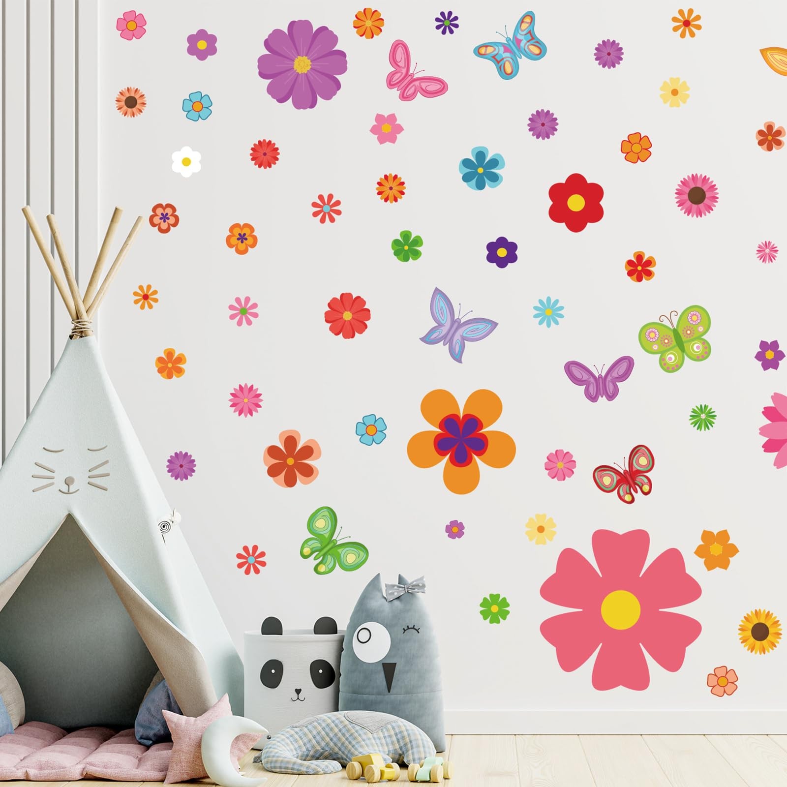 Fuutreo 12 Sheets Daisy Stickers 130 Pcs Flower Car Mix Style, Bright Color