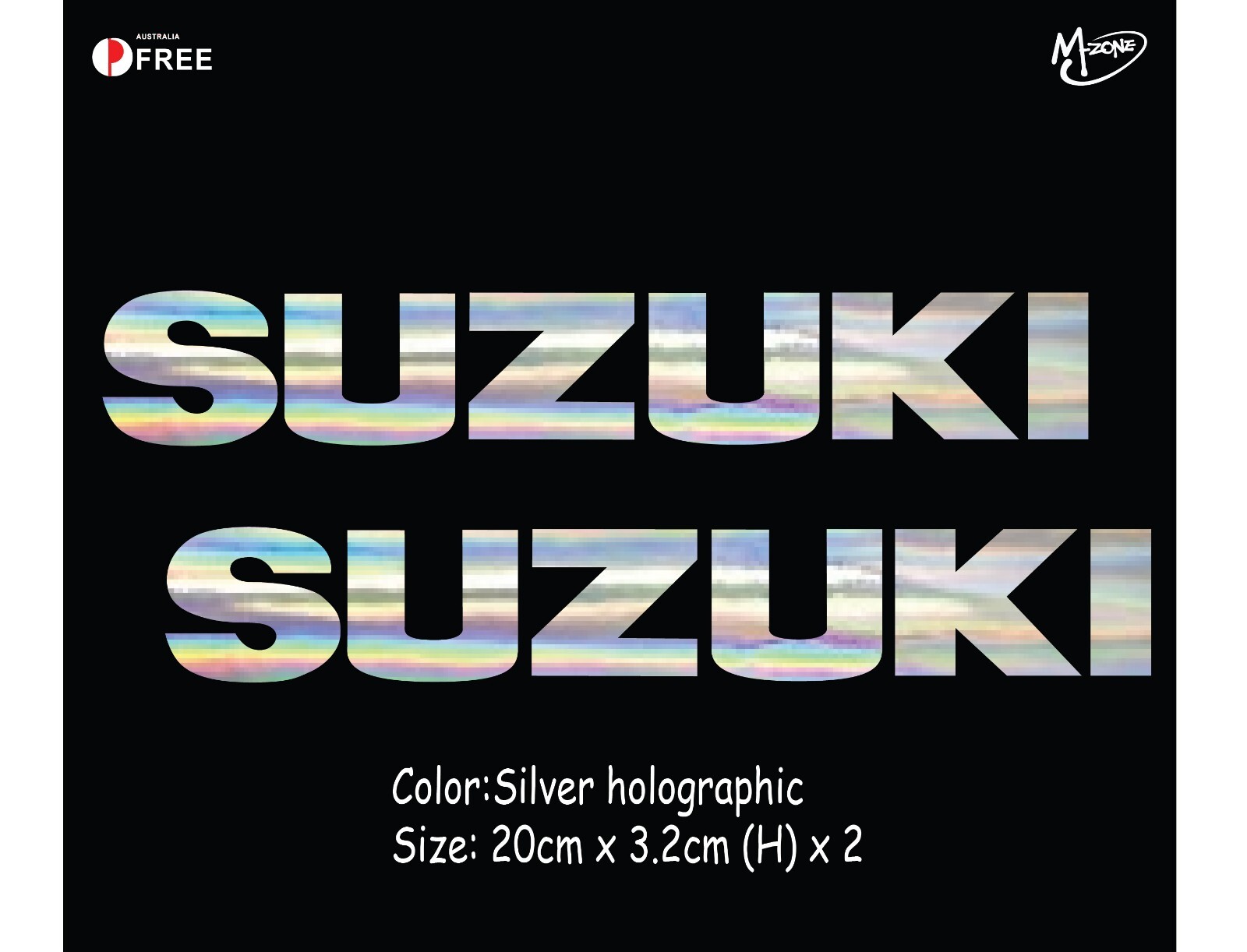 2x SUZUKI Sticker Decal-Silver Gloss holographic Rainbow Effect Best Gifts-W