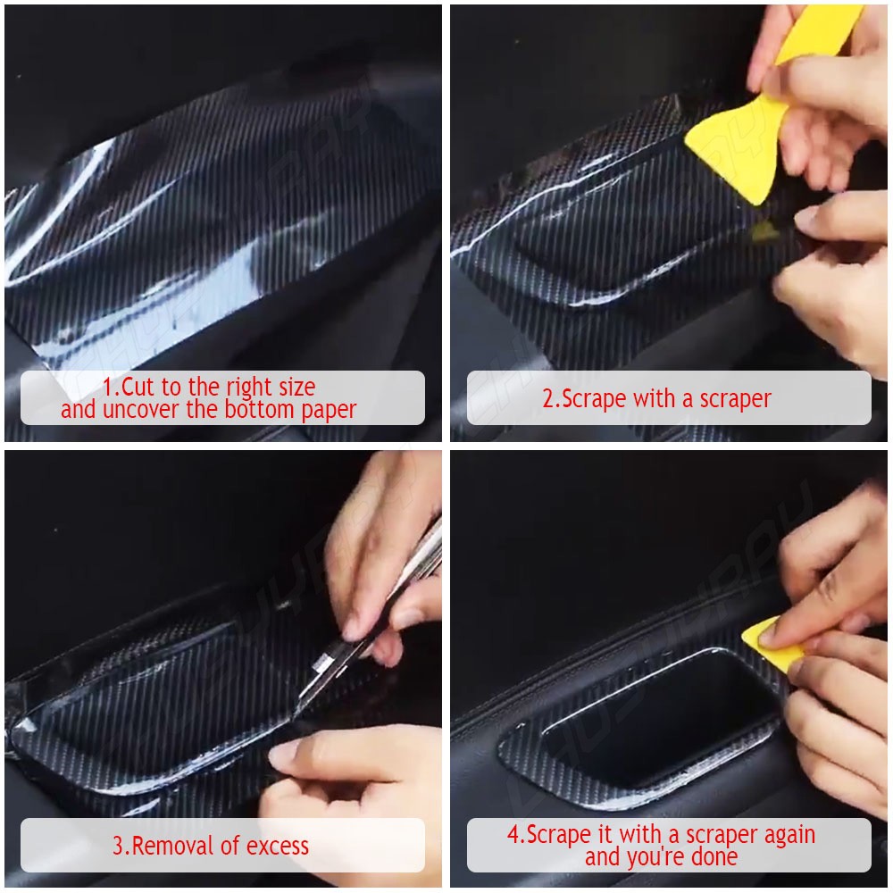 5D CHUSYYRAY HIGH GLOSS Black Carbon fiber Vinyl wrap Bubble Free Air Release