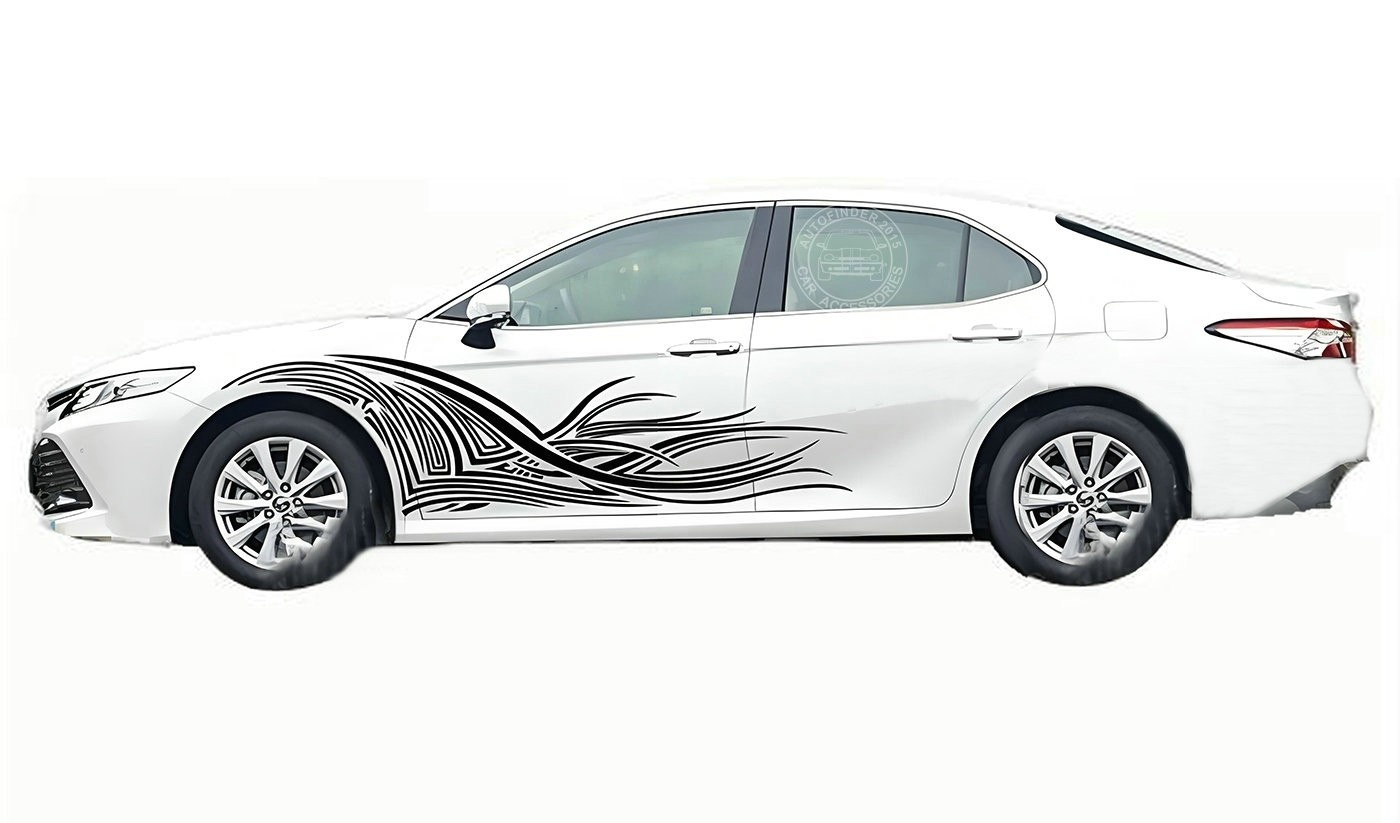 Distorted Flame Stripe Car Sticker For Toyota Camry Corolla Graphics Side Decals